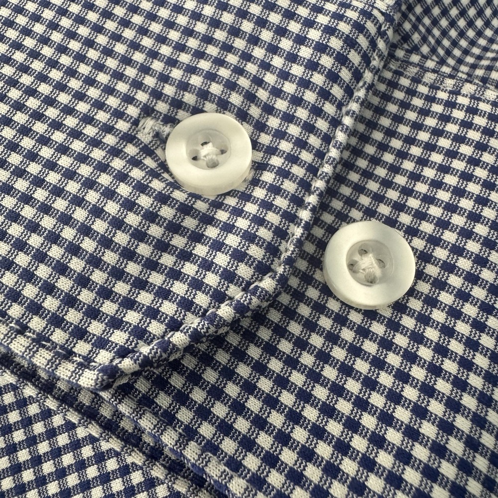 Mizzen+Main Trim Fit American Shirt Men XL Blue White Micro Check Stretch - Picture 7 of 12